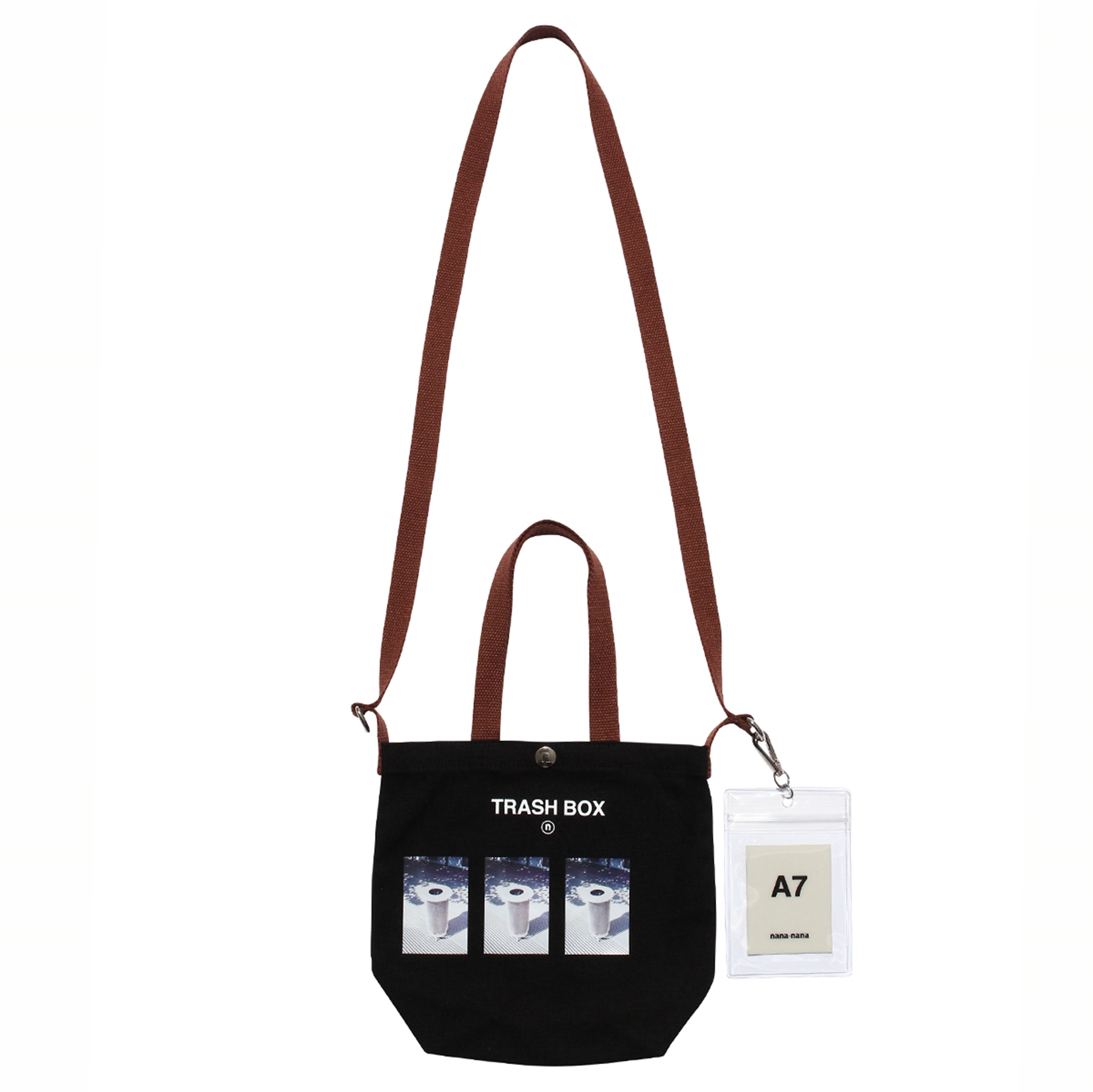 TRASH BOX / S (TOTE BAG) BLACK x BROWN